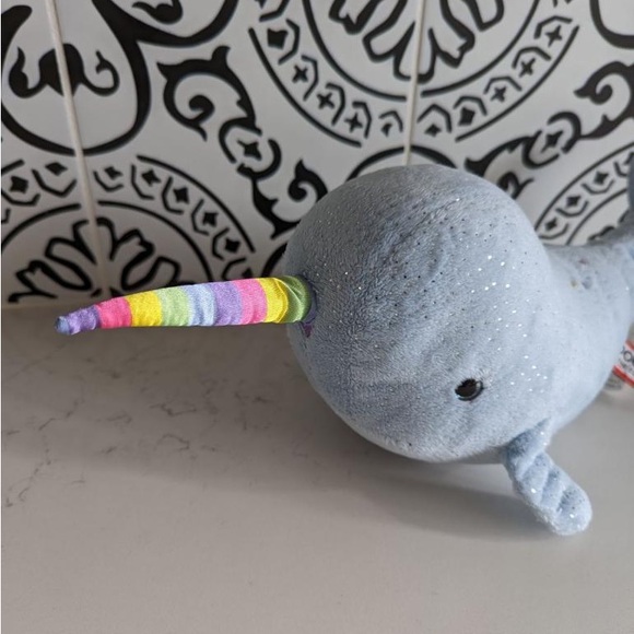 Douglas Cuddle Toys NAHLAH Plush BLUE NARWHAL Stuffed 4150 Rainbow Sparkly - Picture 1 of 6